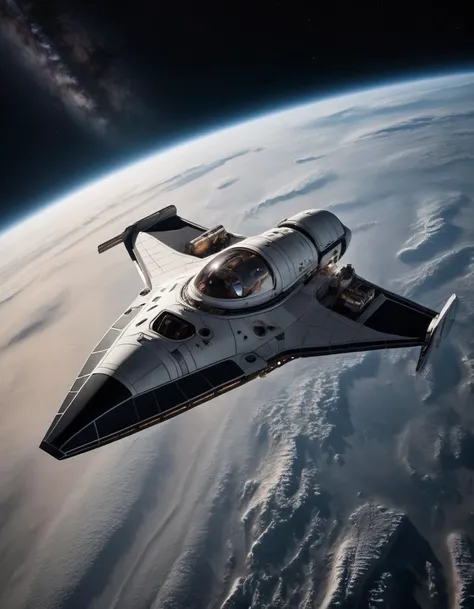 A (sleek spacecraft:1.3), (futuristic design:1.2), gliding through the (starry cosmos:1.1), (hyper-modern aesthetics:1.2), metallic sheen, (engine thrusters aglow:1.1), cutting-edge propulsion, (interstellar travel:1.3), minimalist lines, advanced alloys, high-contrast against the void, deep space exploration, (Canon EOS R5, 1/1250s, f/8, ISO 200:1.1), conceptual velocity, (visualized silence of space:1.2), precision engineering, HDR photography, imagined tomorrow, professional grade,