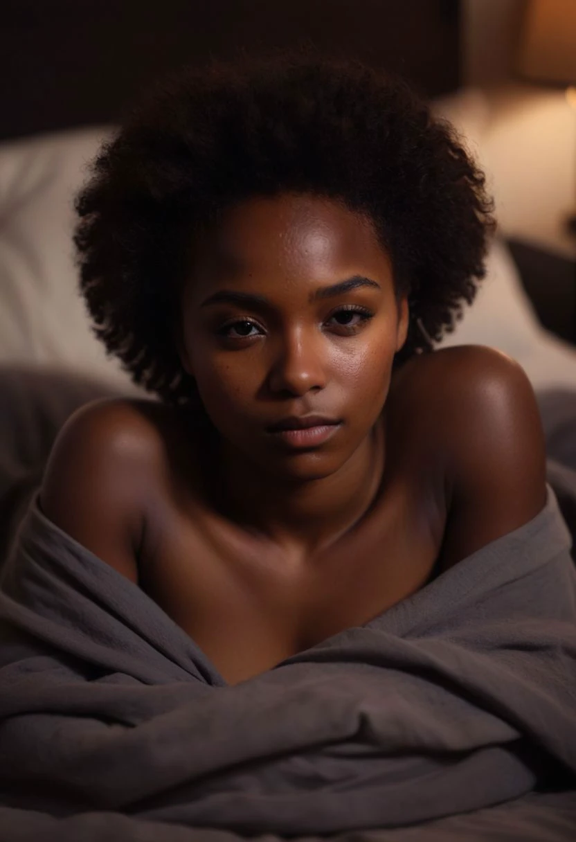 ((beautiful)), young black woman, in messy bedroom, sleeping under cover, eyes closed, short afro, ((dark skin)), ((High angle)), dark, chiaroscuro, low-key, Photorealistic, Cinematic, High quality, 4k, Cinematic Shot, Film Still, Cinematic Lighting, Movie Still, (smile:0.4), (bokeh:1.2),
<lora:JuggerCineXL2:1>, <lora:skin_4-000015:0.2>, Detailed natural skin and blemishes without-makeup and acne