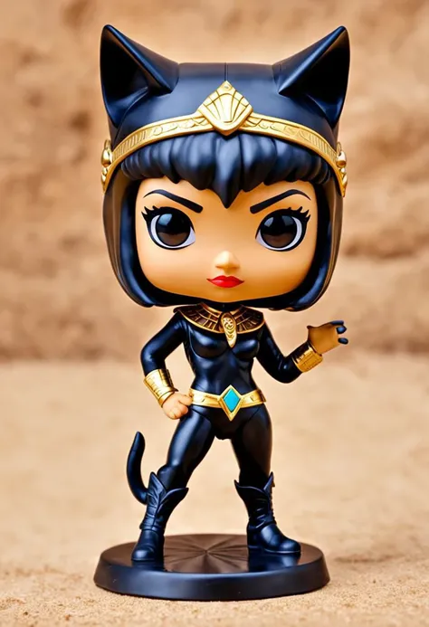 Egyptian catwoman, attractive female,
(rich vibrant colors, masterpiece),
chibi, "funko pop",
dynamic pose, dynamic composition, iconic, cowboy shot