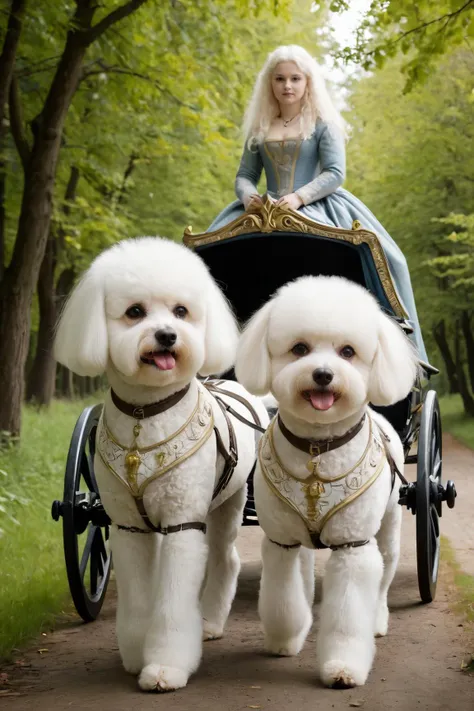 Historical Lothlórien and Bichon Frise-drawn carriage
