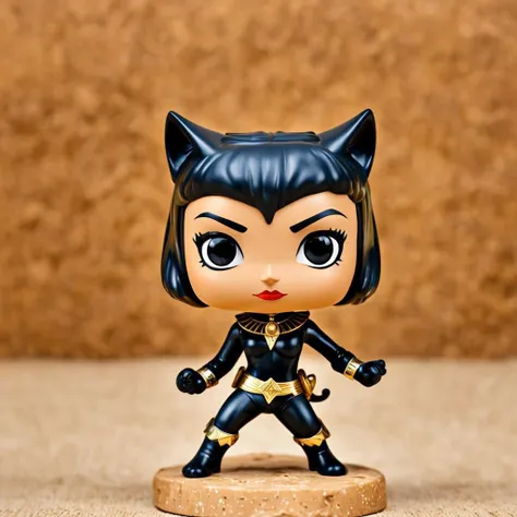 Egyptian catwoman, attractive female,
(rich colors, masterpiece),
chibi, "funko pop",
dynamic pose, dynamic composition, iconic, cowboy shot
