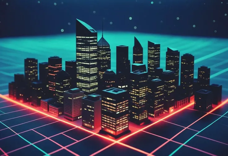 score_9, score_8_up, score_7_up, microworldslora, analog photo, dark tone, retro wave color, high-rise officebuildings in the vast night megalopolis, ( Unmanned:1.2), starry sky,
