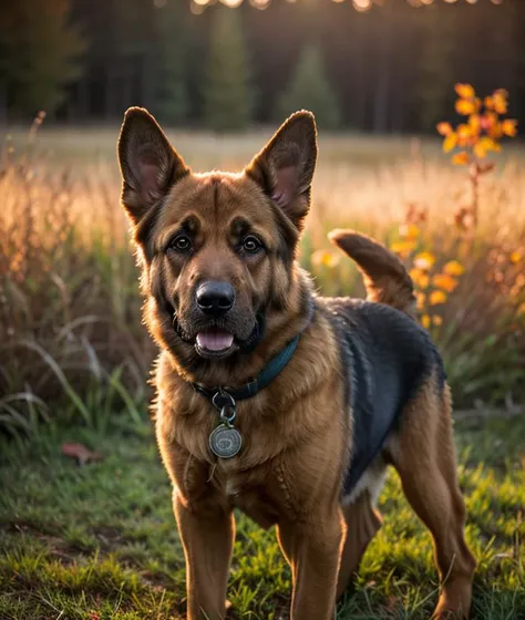 <p2st0>, Ultra-HD-details, nature, Sunset, Undergrowth, autumn, spectacular light, puppy, Puppy dog, 3 months