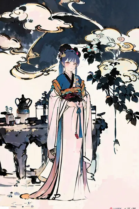 1girl,queen,hanfu, tang style outfits,<lora:hanfuTang_v32:0.7>,chinese_style_loft,<lora:gubinxin:0.9>,