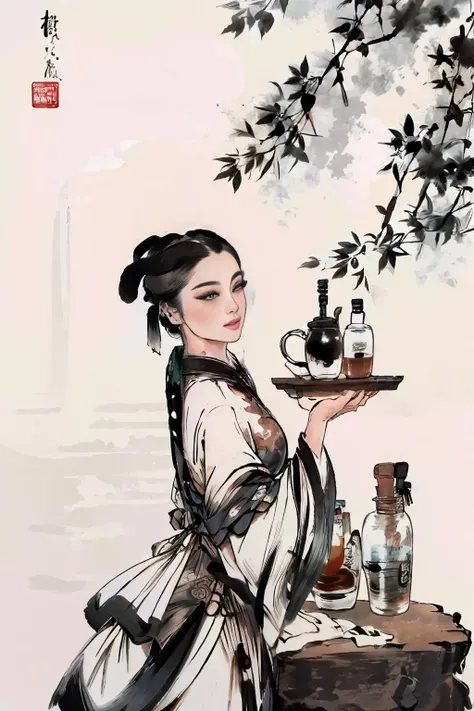Latte Art,masterpiece, beautiful woman,skinhead,((bar)),chinese ink painting,<lora:gubinxin:0.9>,<lora:Van Gogh style:0.1>,
