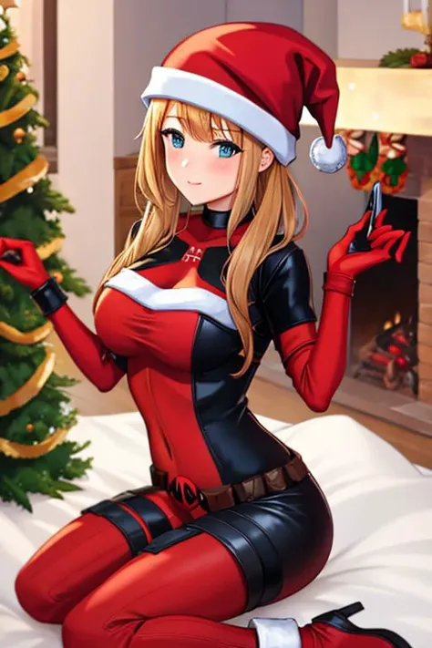 <lora:Deadpool Costume_v1:1> 1girl, deadpool costume, <lora:Santa Dress_v1:1> santa dress, christmas tree