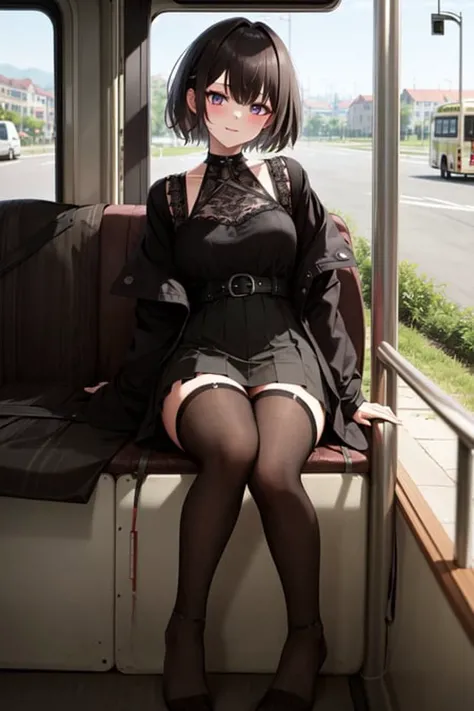 masterpiece, best_quality, 1girl, solo, goth, bus<lora:goth_v1:0.8>