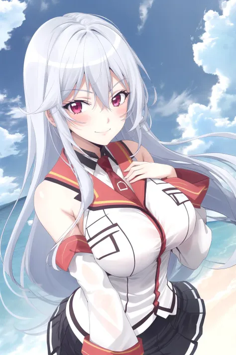 <lora:ainev2-000012:0.8> , 1girl, Aine Chidorigafuchi, school uniform, detached sleeves, bare shoulders, light smile, hand on own chest,