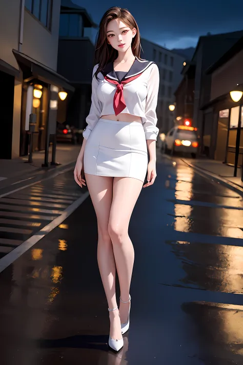 ulzzang-6500-v1.1,(raw photo:1.2), (photorealistic:1.4), beautiful detailed girl, extremely detailed eyes and face, beautiful detailed eyes,absurdres, incredibly absurdres, huge filesize , ultra-detailed, highres, extremely detailed,best quality ,masterpiece, illustration, an extremely delicate and beautiful, extremely detailed ,CG ,unity ,8k wallpaper, Amazing, finely detail, masterpiece,best quality,official art,extremely detailed CG unity 8k wallpaper, light on face, cinematic lighting, Messy hair, floating hair,adjusting hair,wide hips, thick thighs,skinny, outdoors,leg up ,high heels, (serafuku:1.4),<lora:shojovibe_v11:0.4>,,glasses, theater, focus on face, crowd, night sky, night,running, rain, rainy, (wet:1.1) <lora:koreanDollLikeness_v15:0.2>
