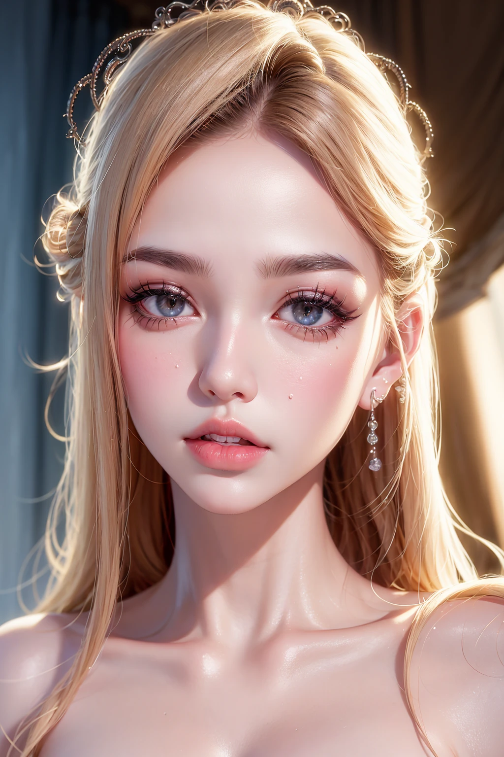 (realistic photos: 1.5), cinematic lighting, cinematic effects, portrait of a girl.
1 girl, (strong contrast of light and shadow: 1.5), (shiny skin: 1.5), (light projection on face: 1.5), (close-up: 1.4), (extreme skin shine: 1.4), (extreme light and shadow changes), (gorgeous costume: 1.5), (detailed face and eyes: 1.3), (shiny colored eyes: 1.5), intricate hair decoration.
White background
<lora:fashionGirl_v50:0.3>
ulzzang-6500:0.3