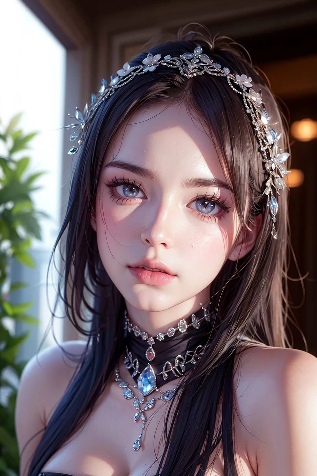 1 girl, (extreme skin luster: 1.4), (extreme light and shadow changes), (gorgeous costume: 1.5), (detailed face and eyes: 1.3), (shiny colored eyes: 1.5), intricate hair decoration.
(realism: 1.3), (extreme complexity: 1.2), (realistic photo: 1.3), (surrealism: 1.4), volumetric lighting, cinematic lighting, cinematic effects, portrait of a girl.
<lora:fashiongirl-lora-v4.5-32dim:0.3> <lora:baiyi-lora-v1-naivae-8ep-32dim:0.3> <lora:fashionGirl_v50:0.3>