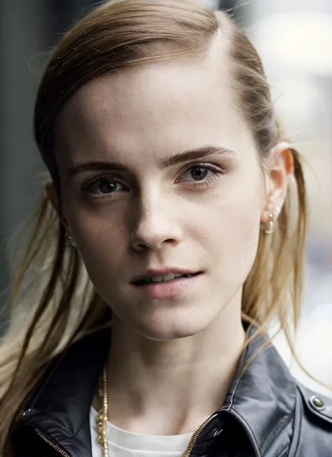 photo of sks woman, pale skin, working class in new york city, upper body, detailed skin, 20 megapixel, canon eos r3, detailed skin, detailed, detailed face, <lora:locon_emmawatson_v1_from_v1_64_32:1.25>