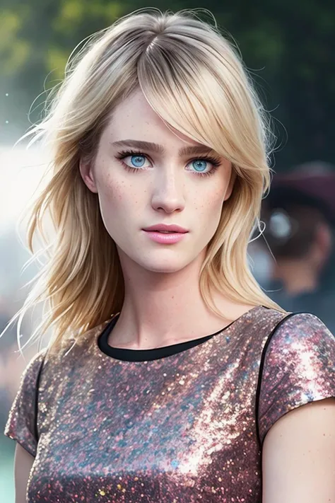 photo of (mackdav1s), a woman, photorealistic painting, (full body) portrait, stunningly attractive, at a (music festival:1.2), ((highly detailed face)), (glitter freckles), glitter, wearing a floral dress, intricate, 8k, highly detailed, volumetric lighting, digital painting, intense, sharp focus, art by artgerm and rutkowski and alphonse mucha, cgsociety, ((detailed eyes)), (leather belt:1.1)