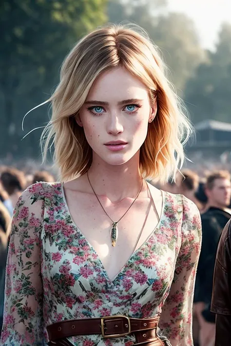 mulher, americana, 25 anos, pale skin and freckles, olhos cinzas, nariz delicado, soft and delicate lips, Cabelo blondie cinza longo e ondulados, sorriso meigo