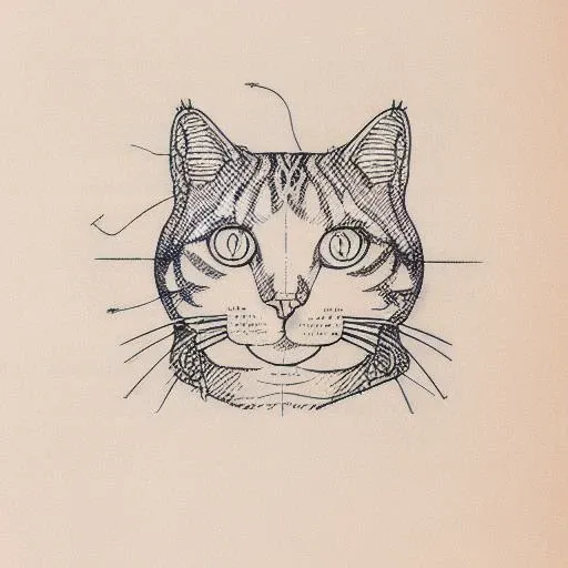 a drawing of cat <lora:T3chDr4w_v1:1>