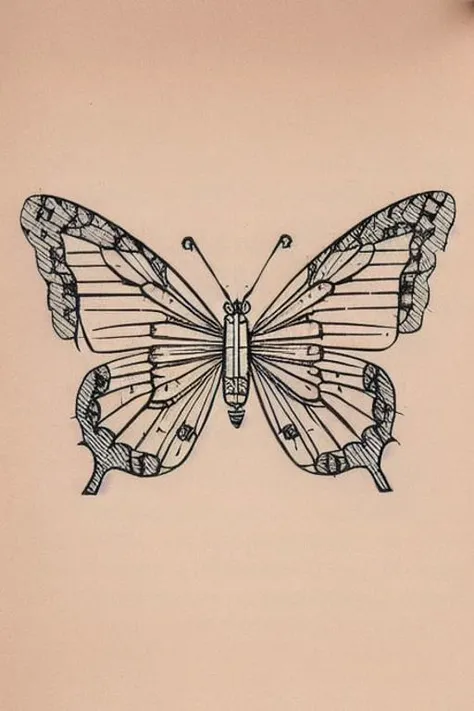 a symmetrical drawing of butterfly <lora:T3chDr4w_v2:1>