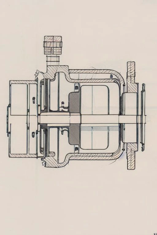 a concept art of mechanical pomp <lora:T3chDr4w_v2:1>