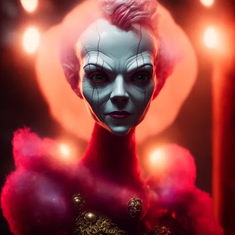 realistic portrait of pink hair (pennywise:0.9), (pdalns:0.8) seamless, 4k, epic, cinematic, intricate detail, award winning, pink light, perfect lighting, shading, high quality, detailed