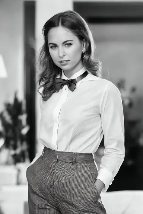 a portrait photo of a beautiful woman, Satin Emerald Green Lace blouse with a dropped waist flapper skirt and T-strap heels, shot with Rolleiflex 2.8F, detailed face, detailed hair, best quality, masterpiece, (photorealistic:1.4), rlrd <lora:RileyReid:1>