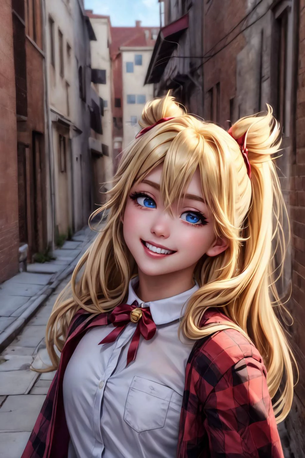 (detailed eyes:1.3), Beautiful Lighting, (1girl:blue eyes, blonde hair, absurdly long hair, (hair between eyes:1.1)), (real skin), <lora:Tool - Detail up:1>, <lora:y:1>, <lora:age_slider-LECO-v1:-3>,
(outdoors, alley:1.3),
<lora:burn_the_witch_clothes:1>, burn_the_witch_clothes, cowboy shot, light smile, teeth,