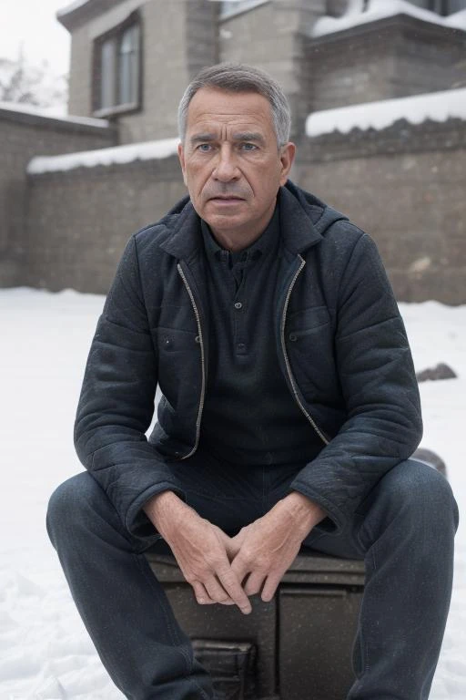 (A medium photo of sc1,age up),wearing(quilted jacket),sitting on ground,in snow,(upper body),(masterpiece:1.2) (photorealistic:1.2) (bokeh) (best quality) (detailed skin) (intricate) (8k) (HDR) (cinematic lighting)
<lora:SeanpertweeV2:0.8>
