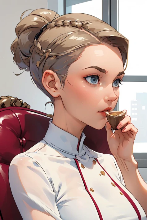 (masterpiece, best quality), 1girl, Oatmeal Slicked-Back Undercut with Side Part, big breasts, <lora:3ly3:1>