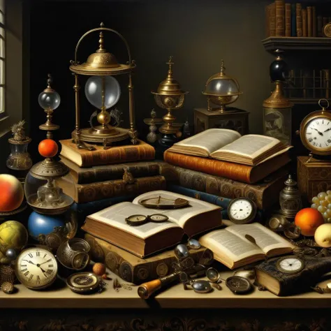 a photo of <lora:Pieter Claesz Style:1> Pieter Claesz Style - surreal, high resolution, beautiful, highest quality, masterpiece, highly detailed