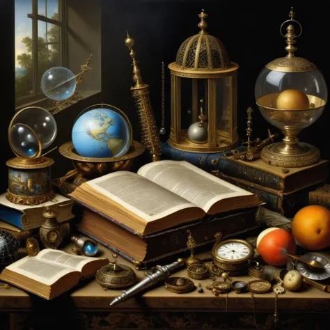a photo of <lora:Pieter Claesz Style:1> Pieter Claesz Style - magical and mystical, surreal, high resolution, beautiful, highest quality, masterpiece, highly detailed