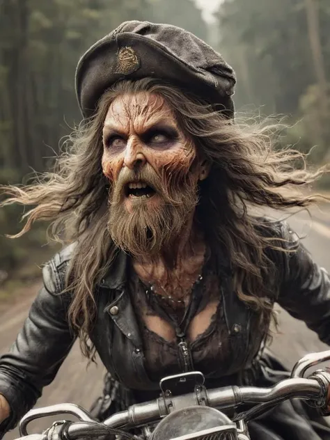 a rugged ral-wtchz biker sporting a beard riding a harley looking for some troublez, she'll going to curse you no matter what, gym, composition, <lora:SDXL - Style - ral-wtchz-sdxl:.9>, <lora:- SDXL - brdanmu_ beard_mustache_V1.0:0.6>