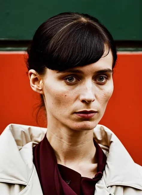 portrait of sks woman in Amsterdam, at the Anne Frank House, by Flora Borsi, style by Flora Borsi, bold, bright colours, ((Flora Borsi)), by Annie Leibovitz, <lora:locon_rooneymara_v1_from_v1_64_32:1>