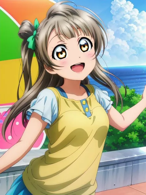 1girl, smile, open mouth, teenage, 
 <lora:KotoriLL_v2.1:0.7> minami kotori