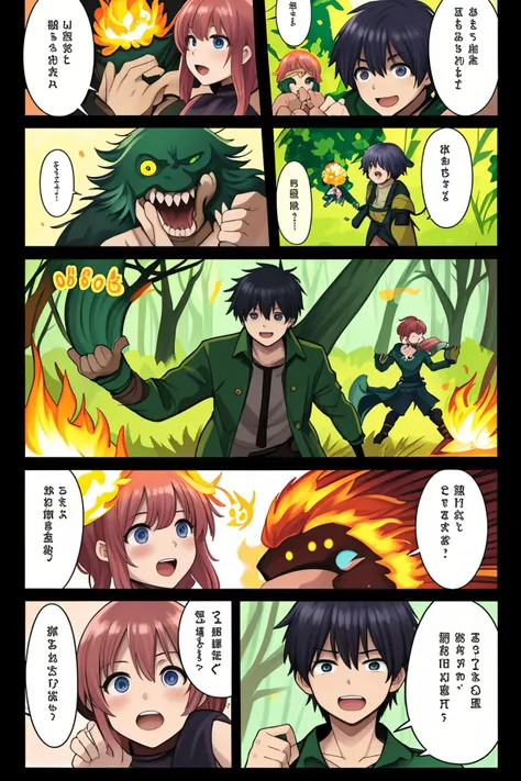 1boy and 1girl, fantasy, attacking monsters, fire, magic, forest
<lora:MangaGen1:1.25> <lora:mangaC:2.5> manga,frame,speech bubble,color
<lora:LCM_LoRA_Weights_SD15:1>