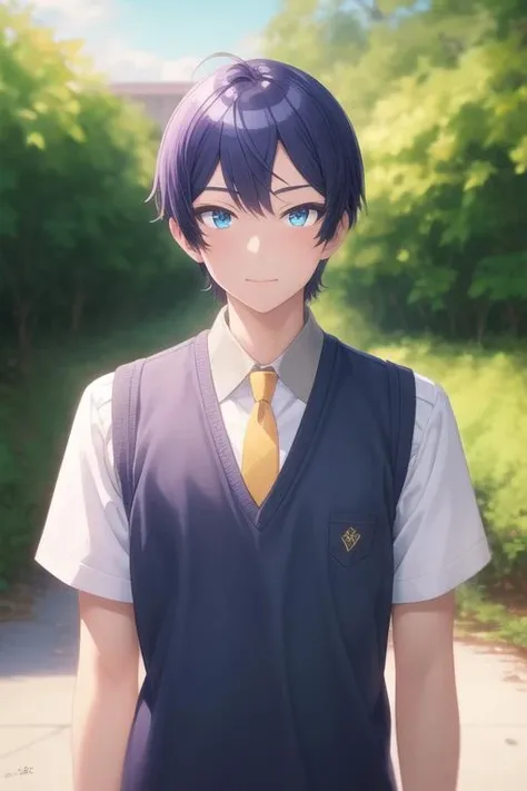 masterpiece, best quality, ultra-detailed, illustration, 1boy, solo, male focus, looking at viewer, upper body, , <lora:sueharu_maru:0.72>, sueharu_maru, , school uniform