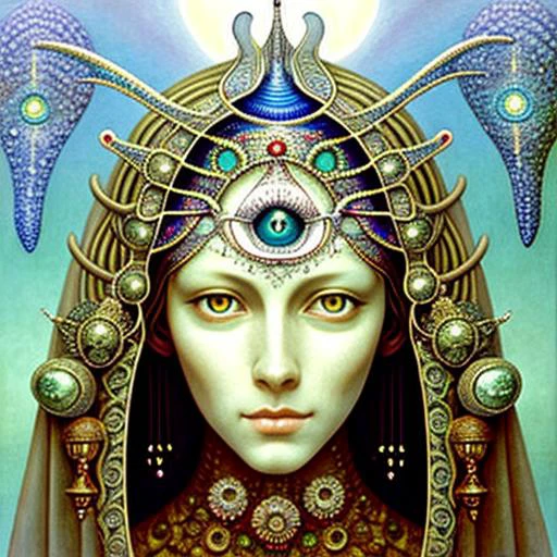 majestic crow watching with a gleaming eye in a triangle in a moonlit night. iridescent aura gemstone pointilism , art by (cosmicnouveau:0.7)