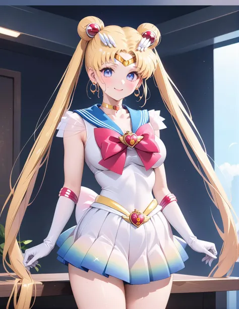 1girl, solo,<lora:sdxl-supersailormoon-animagineXLV3-AdamW8bit-v1-16-1:1:lbw=0,0,0,0,0,0,0,0,1,1,0,0,0,0,1,0.95,1,0,0,0,0,0,0,0,0,0>, supersailormoon, double bun, twintails, circlet, earrings, choker, bow, gloves, miniskirt, large_breasts,relaxed posture, elbows extended, standing , ,smile,kawaii, <lora:ALTXL_001_4:2>,  best quality, ultra-detailed,masterpiece,/* A private Lora related to light intensity adjustment etc. was added here*/