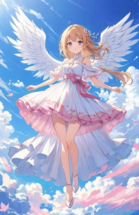 A girl in a dress flying through the air with wings - SeaArt AI