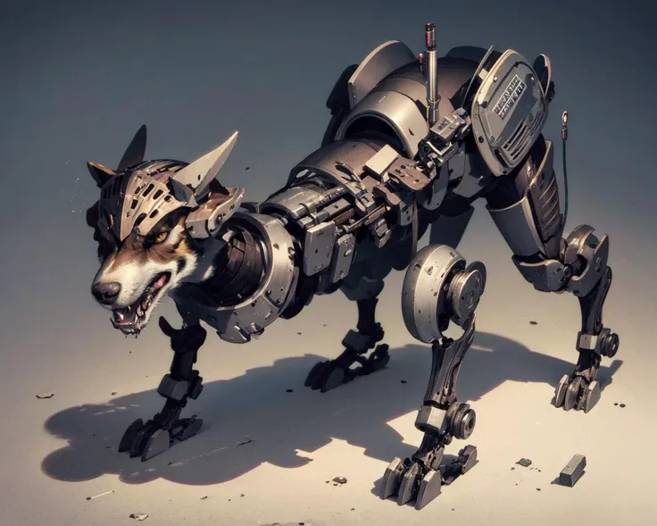 dog,
<lora:[prosthetic quadruped,Quadruped machinery,mechanical tail,mechanical parts, robot joints,hydraulic system,headgear,four feet]:0.9>,
prosthetic quadruped,Quadruped machinery,mechanical tail,mechanical parts, robot joints,hydraulic system,demon horns,four feet,all fours,crawl,amputee, 
factory,