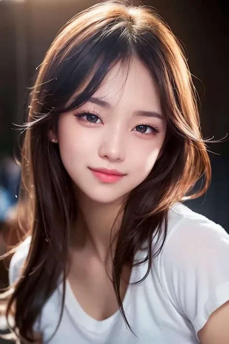 dressed, (photo realistic:1.4), (hyper realistic:1.4), (realistic:1.3),
(smoother lighting:1.05), (increase cinematic lighting quality:0.9), 32K,
1girl,20yo girl, realistic lighting, backlighting, light on face, ray trace, (brightening light:1.2), (Increase quality:1.4),
(best quality real texture skin:1.4), finely detailed eyes, finely detailed face, finely quality eyes,
(joy, blush), (tired and sleepy and smile), t-shirts, cowboy shot,(pureerosface_v1:0.6)
<lora:koreandolllikenessV20_v20:0.3>