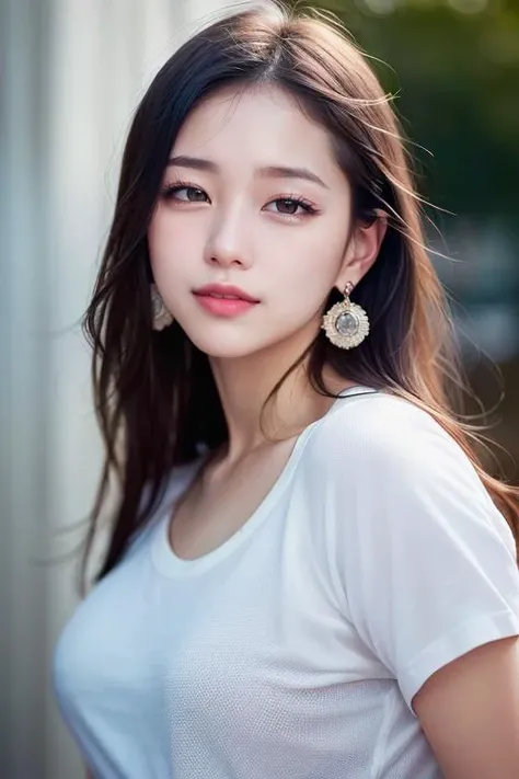 dressed, (photo realistic:1.4), (hyper realistic:1.4), (realistic:1.3),
(smoother lighting:1.05), (increase cinematic lighting quality:0.9), 32K,
1girl,20yo girl, realistic lighting, backlighting, light on face, ray trace, (brightening light:1.2), (Increase quality:1.4),
(best quality real texture skin:1.4), finely detailed eyes, finely detailed face, finely quality eyes, heavy makeup, earrings,
(joy, blush), (tired and sleepy and smile:1.2), t-shirts, cowboy shot,(pureerosface_v1:0.6)
<lora:koreandolllikenessV20_v20:0.3>