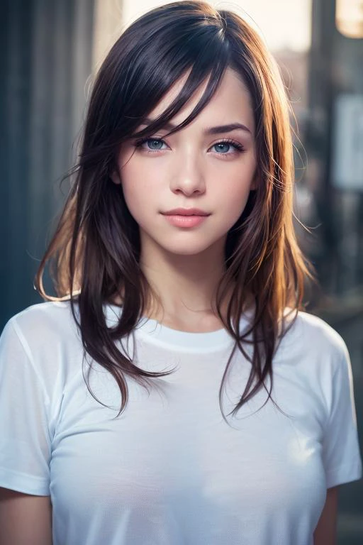 dressed, (photo realistic:1.4), (hyper realistic:1.4), (realistic:1.3),
(smoother lighting:1.05), (increase cinematic lighting quality:0.9), 32K,
1girl,20yo girl, realistic lighting, backlighting, light on face, ray trace, (brightening light:1.2), (Increase quality:1.4),
(best quality real texture skin:1.4), finely detailed eyes, finely detailed face, finely quality eyes,
(joy, blush), (tired and sleepy and smile), t-shirts, cowboy shot