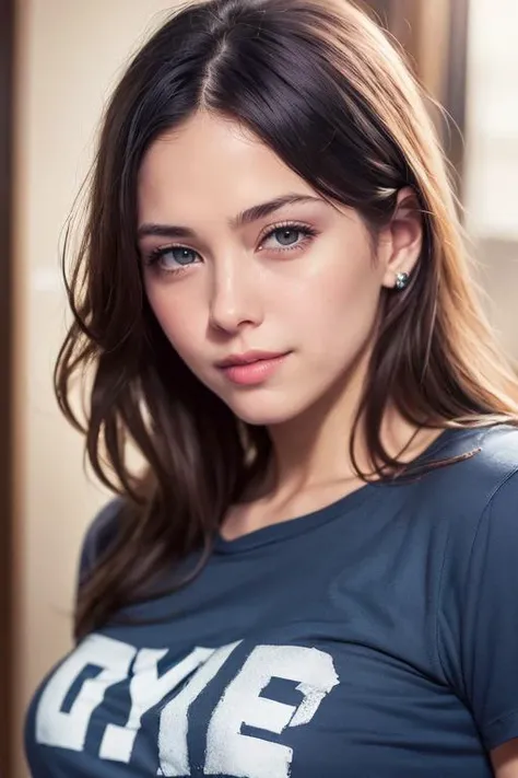 dressed, (photo realistic:1.4), (hyper realistic:1.4), (realistic:1.3),
(smoother lighting:1.05), (increase cinematic lighting quality:0.9), 32K,
1girl,20yo girl, realistic lighting, backlighting, light on face, ray trace, (brightening light:1.2), (Increase quality:1.4),
(best quality real texture skin:1.4), finely detailed eyes, finely detailed face, finely quality eyes,
(joy, blush), (tired and sleepy and smile), t-shirts, cowboy shot