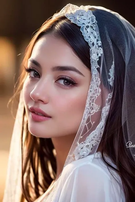 dressed, (photo realistic:1.4), (hyper realistic:1.4), (realistic:1.3),
(smoother lighting:1.05), (increase cinematic lighting quality:0.9), 32K,
1girl,20yo girl, realistic lighting, backlighting, light on face, ray trace, (brightening light:1.2), (Increase quality:1.4),
(best quality real texture skin:1.4), finely detailed eyes, finely detailed face,
(tired and sleepy and joy), (laugh:0), face closeup, t-shirts,
(Increase body line mood:1.1), (Increase skin texture beauty:1.1)
<lora:fazura:0.4> ,fazura, veil hair bride