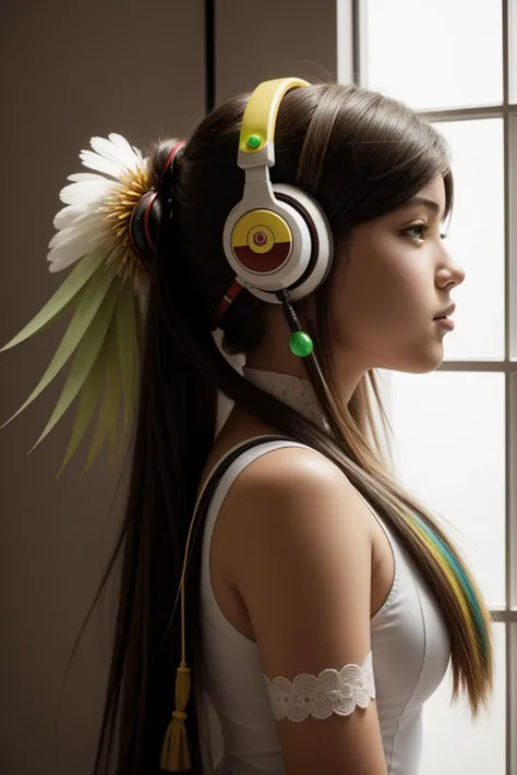 1girl, (detailed art stylized by Jean-Baptiste Monge:0.9) and (Goro Fujita:0.8) and (Georges Lemmen:0.7) and (J. J. Grandville:0.9) , masterpiece Airbrush painting, Paint splotches, profile of a [Sad:Ancient:13] Stone chubby Peruvian ([Pachamama|Shadowrun character]:1.3) , she is inside a Machine, ð, she is yawning, Pachamama is studying in a room, in Neutral Faith armor with Ridge patterns, Pachamama has [Haitian:Macanese:17] hair, she has a Minimalist New Zealander White Beauty Marks, [Offensive:Lush:9] Headphones, lush hillside with Locust, Clear skies, shallow depth of field, Sketch, Lonely, Cartooncore, Bloom light, Low shutter, triadic colors, dripping with fluorescent green, underpainting, detailed face, pale skin, absurdres, octane engine, vivid