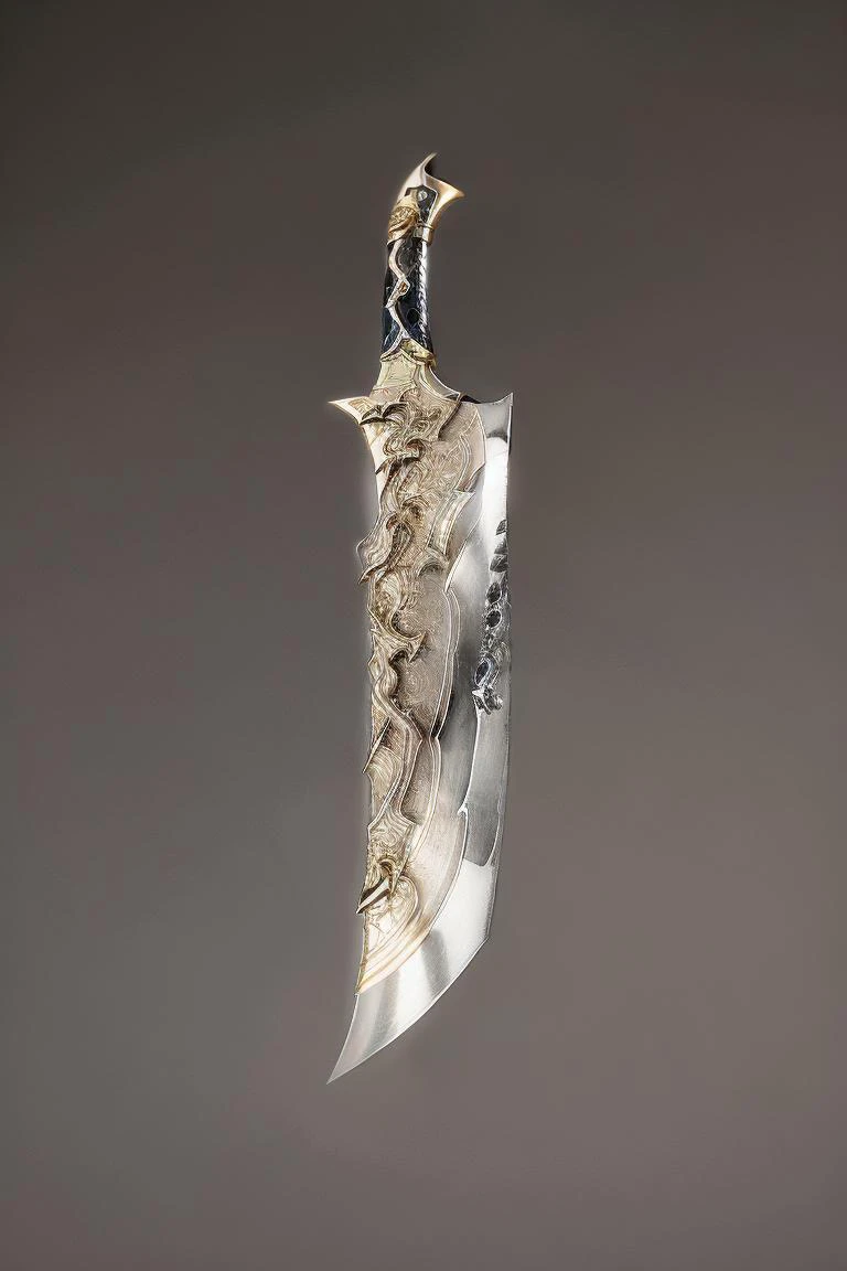 knife, silver, grain, gemstone, no human, gray background, simple background, still life, <lora:Chinese weapons:1>