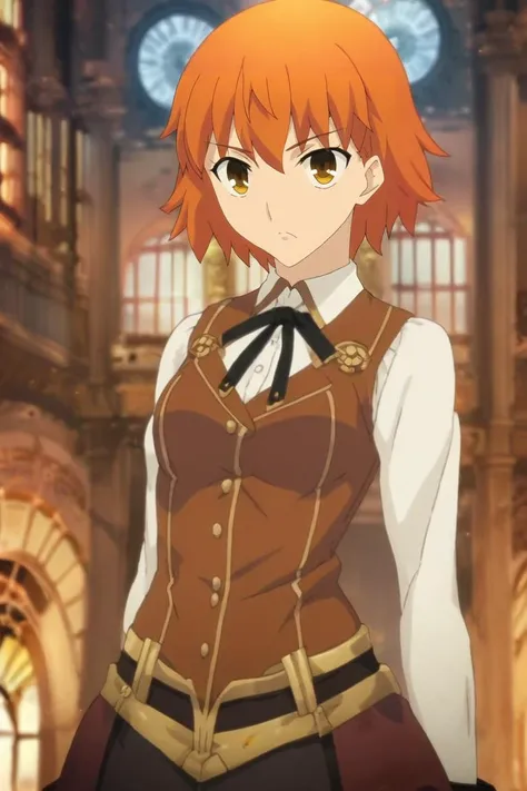 score_9, score_8_up, score_7_up, source_anime, rating_safe, , anime screencap, , official style, , , , 1girl, fujimaru ritsuka \(female\), orange hair, yellow eyes, solo, steampunk, <lora:fsn_ubw_style_pony:0.84>, fsn_ubw_style, <lora:sdxl_lightning_8step_lora:1>