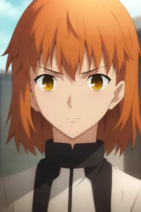 score_9, score_8_up, score_7_up, source_anime, rating_safe, , anime screencap, , official style, , , depth of field, 1girl, fujimaru ritsuka \(female\), orange hair, yellow eyes, solo, Cyborgs- Part human, part machine beings, showcasing a fusion of organic and mechanical elements., <lora:fsn_ubw_style_pony:0.94>, fsn_ubw_style, <lora:sdxl_lightning_8step_lora:1>