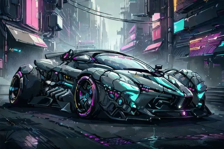 (masterpiece, best quality:1.2), ultra-high resolution, intricately detailed, futuristic cyberpunk car, lora:EdobCar_v1.1:1, dynamic lighting, sleek design, visually captivating, <lora:CyberPunkAI:.8> CyberPunkAI car on road