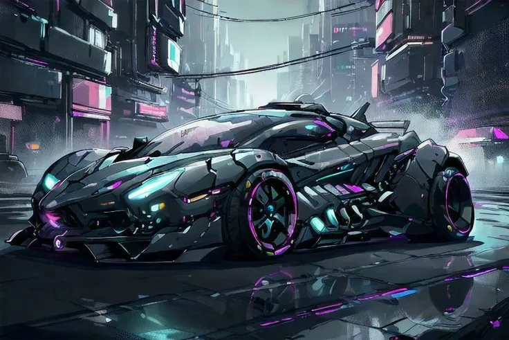 (masterpiece, best quality:1.2), ultra-high resolution, intricately detailed, futuristic cyberpunk car, lora:EdobCar_v1.1:1, dynamic lighting, sleek design, visually captivating, <lora:CyberPunkAI:.8> CyberPunkAI car on road