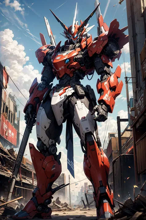 masterpiece,best quality,mecha,no humans,black armor,blue eyes,science fiction,fire,laser canon beam,war,conflict,destroyed city background,Cool pose,((1 Mecha)),No hair,<lora:Niji:0.7>,Masked,<lora:add_detail:0.7>,