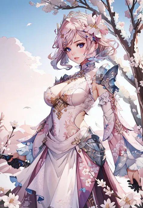 <lora:FF14CharArt:0.9>,masterpiece,best quality,painting of a woman,((ice apostle, intricate outfit, Flower Pink theme)),:p look,strapping ripped woman,medium hair,Cherry Blossom Pink hair,hair,Rich Brown eyes,short,vivid colors,polar desert,intricate background,dynamic pose,action scene